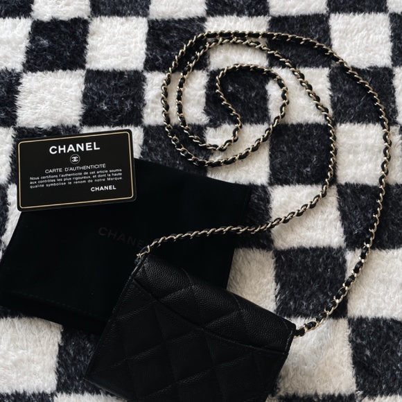 Chanel 2021 Card Holder w/ Chain Wallet Black - Picture 8 of 9